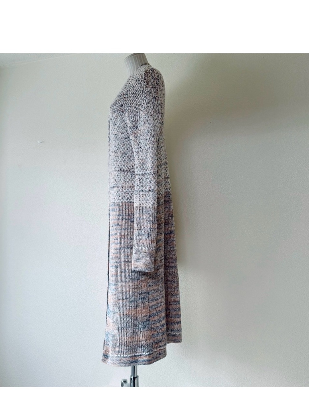 Prana Marled Open Front Greta Duster Light Toned Hand Knit Cardigan- Sz Small